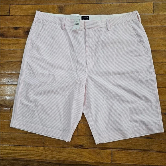J.Crew Other - J.Crew Mens Flat Front Shorts Waist 38 White Pink Seersucker